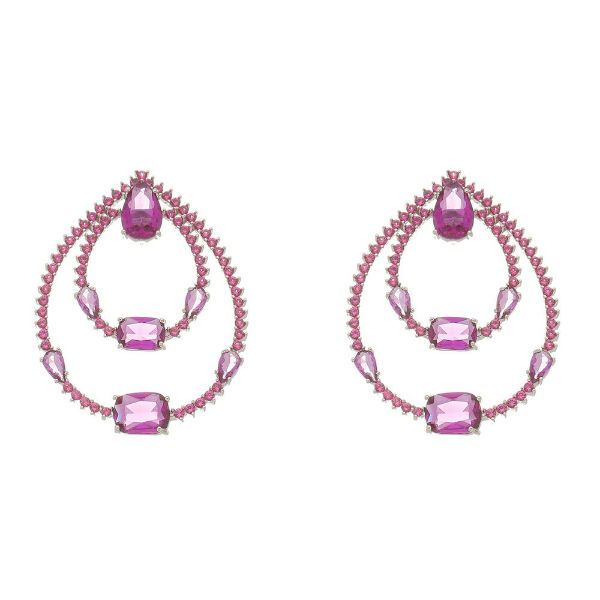 Imagem de Brinco pedra gota zircônia pink e roxo - 0525379