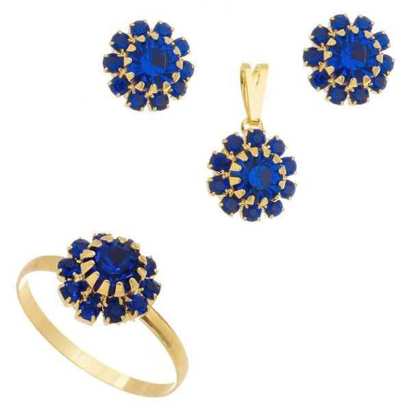 Imagem de Conjunto flor pedras strass - 1100393 Azul Bic