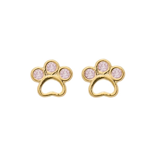 Imagem de  Brinco pata pet com pedras 2mm zircônia rosa - 0525833