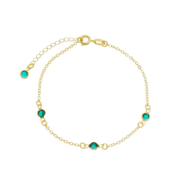 Imagem de Pulseira tiffany malha cadeado  zircônia verde - 0405850