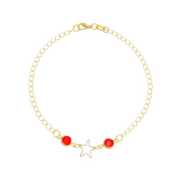 Imagem de Pulseira elos iguais com estrela e pedra - 0405865