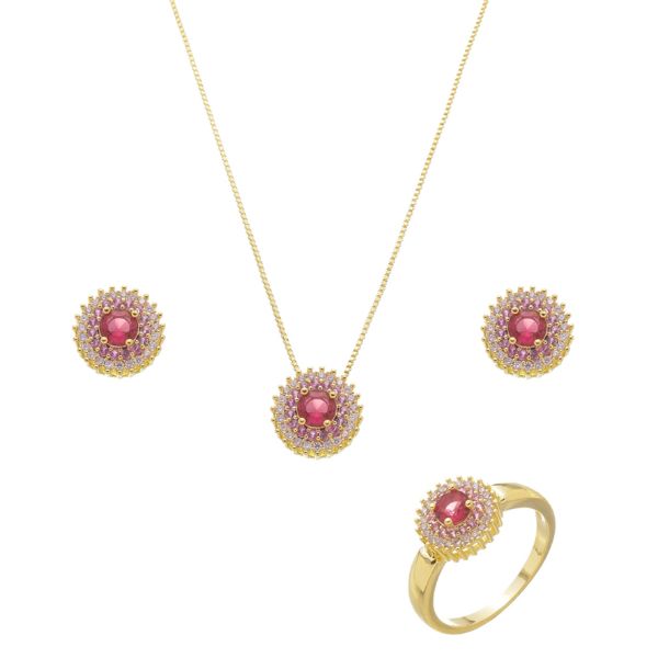 Imagem de Conjunto pedra zircônia pink e rosa - 1101327