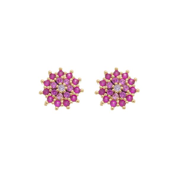 Imagem de Brinco flor pedra zircônia pink - 0526509