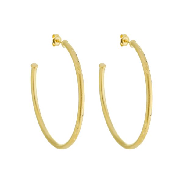 Imagem de Brinco argola fosca trabalhada; 5,4cm - 0526394
