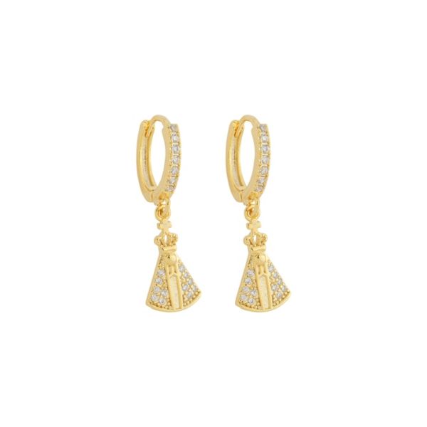 Imagem de Brinco argola com pingente Nossa Senhora - 0527393