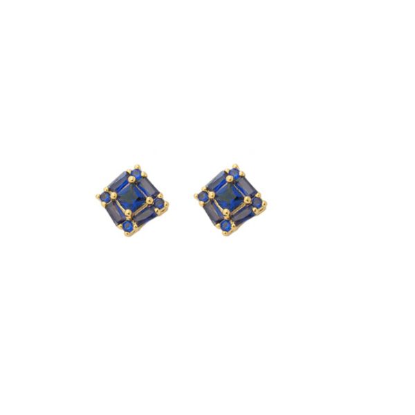 Imagem de Brinco quadrado zircônia azul - 0527656