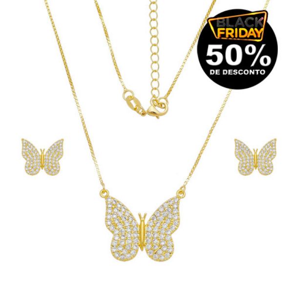 Imagem de Conjunto borboleta pedras zircônia - 1101028