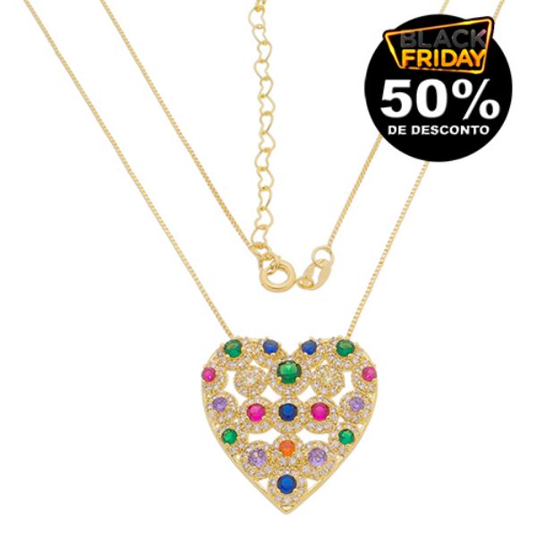 Imagem de Corrente coração zircônia colorida - 0305952